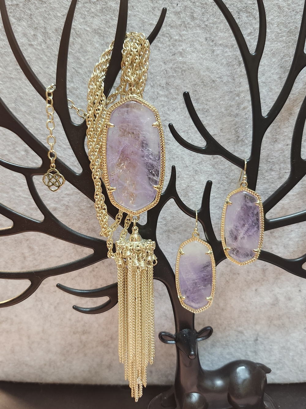 Kendra Scott Purple Ranye Gold-Tone Pendant Necklace and Earrings Set